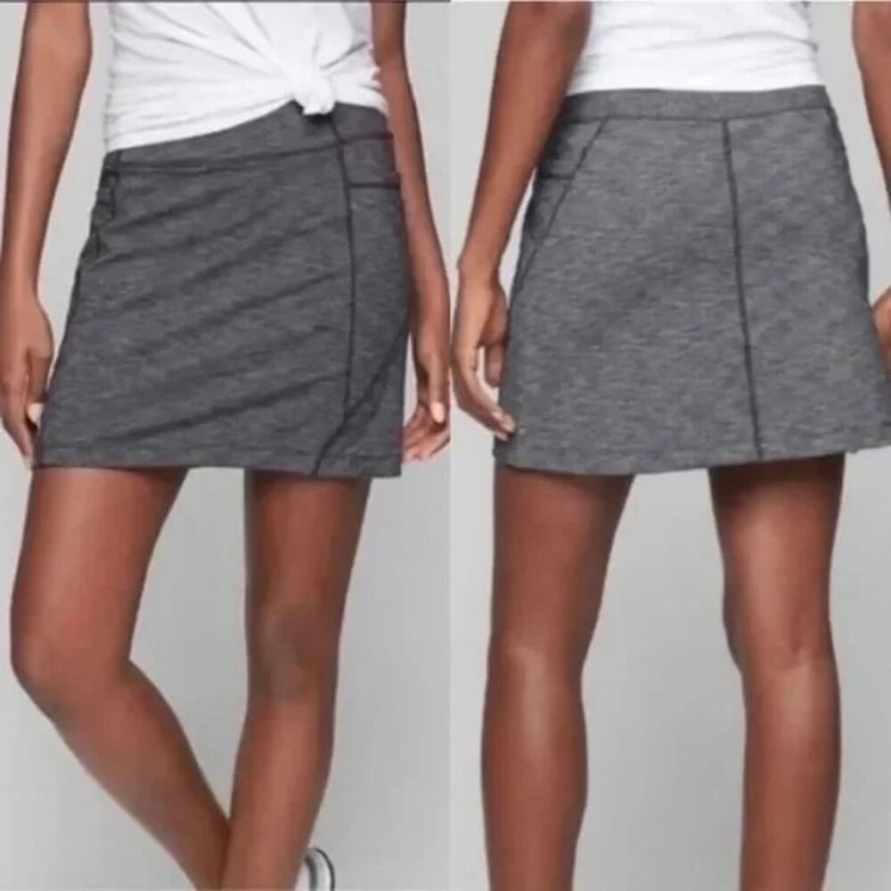 Athleta Heathered Gray‎ Skort Inner Shorts MT EXCURSION Skirt Pockets Athleisure